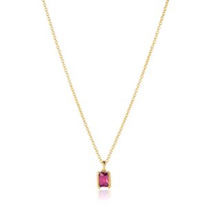 Sif Jakobs Roccanova Piccolo forgyldt halskæde med pink cubic zirkonia