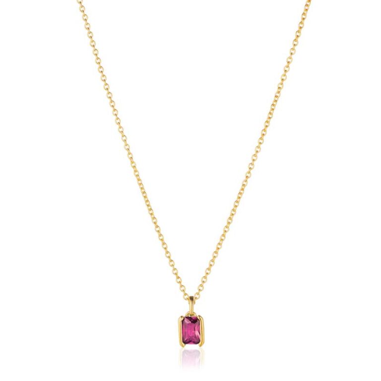 Sif Jakobs Roccanova Piccolo forgyldt halskæde med pink cubic zirkonia