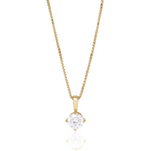 Sif Jakobs forgyldt halskæde Princess round vedhæng med cubic zirkonia Ø 6 mm