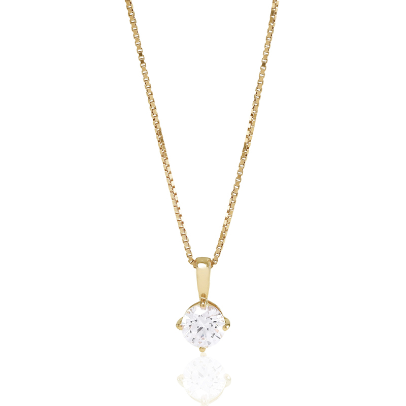 Sif Jakobs forgyldt halskæde Princess round vedhæng med cubic zirkonia Ø 6 mm
