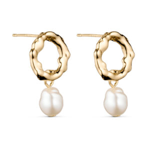 Smykkeli Copenhagen Øreringe - Hammered Pearl - Gold Colour