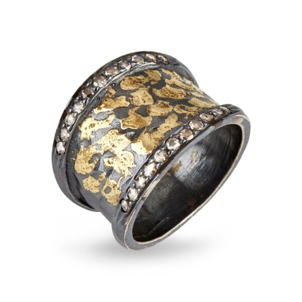 Soho Comfort Sterling Sølv Ring fra By Birdie med 14 Karat Guld