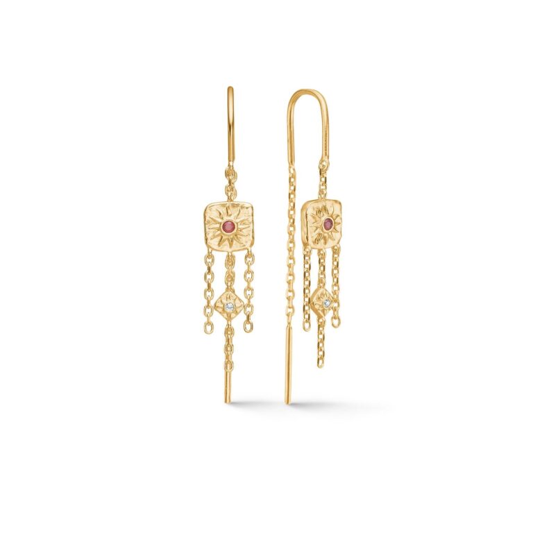 Solara Forgyldte Hængeøreringe Med Solstråle Design