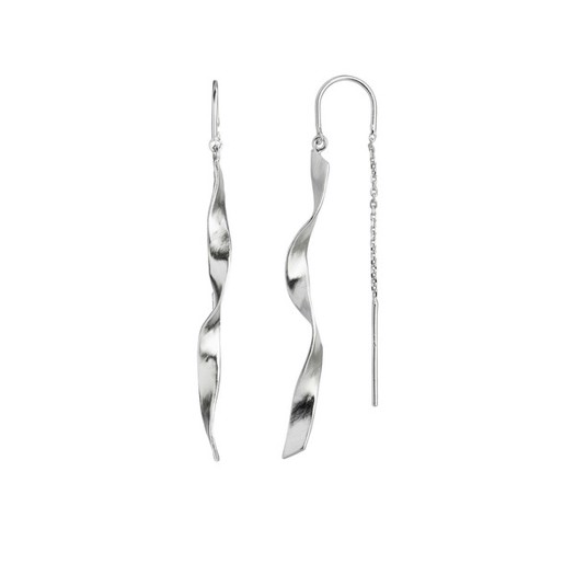 Stine A - Long Twisted hammered ørering i sølv