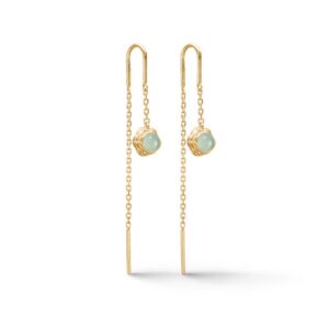 Studio Z Endless Waves øreringe i forgyldt med grøn cubic zirkonia