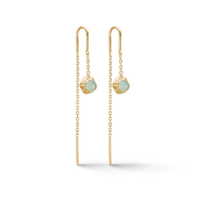 Studio Z Endless Waves øreringe i forgyldt med grøn cubic zirkonia