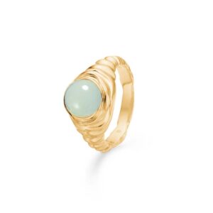 Studio Z Endless Waves ring i forgyldt med grøn cubic zirkonia