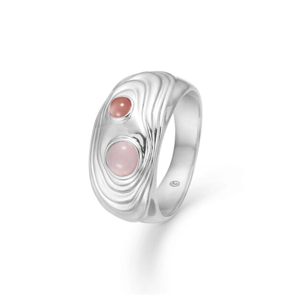 Studio Z Shell ring i sterling sølv med rosa zirkonia