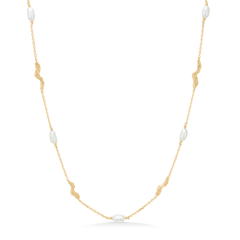 Studio Z Tangled halskæde i guldbelagt sølv med perler