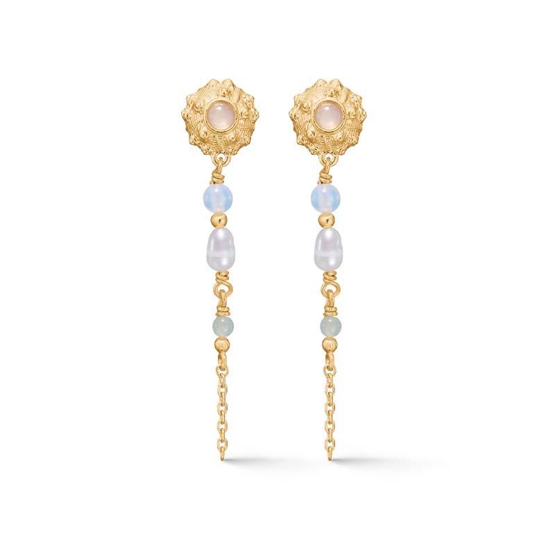 Studio Z Urchin Elegance øreringe i forgyldt med cubic zirkonia og perle