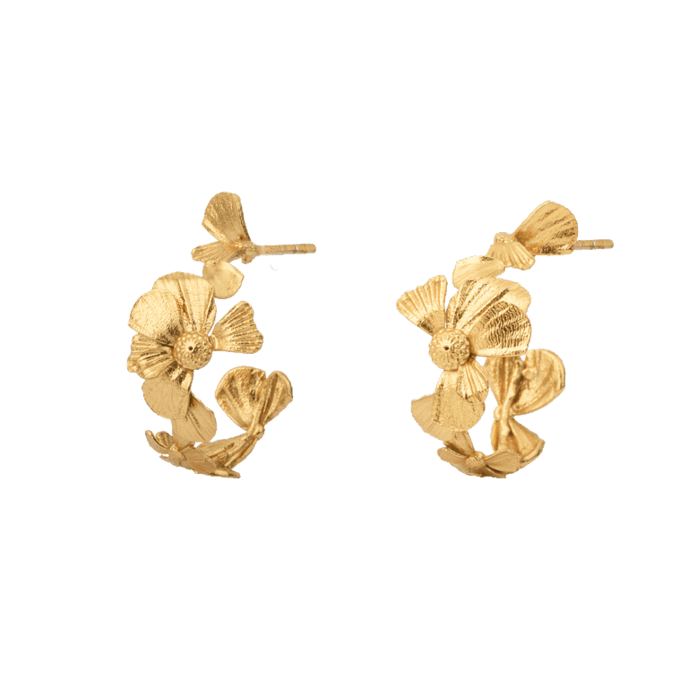 Wild flower hoop øreringe - forgyldt