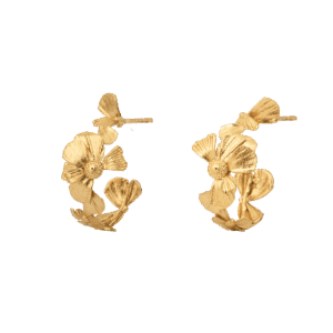 Wild flower hoop øreringe - forgyldt