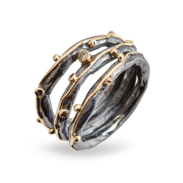 Zeus Tribeca Sterling Sølv Ring fra By Birdie med Diamant 0,05 Carat