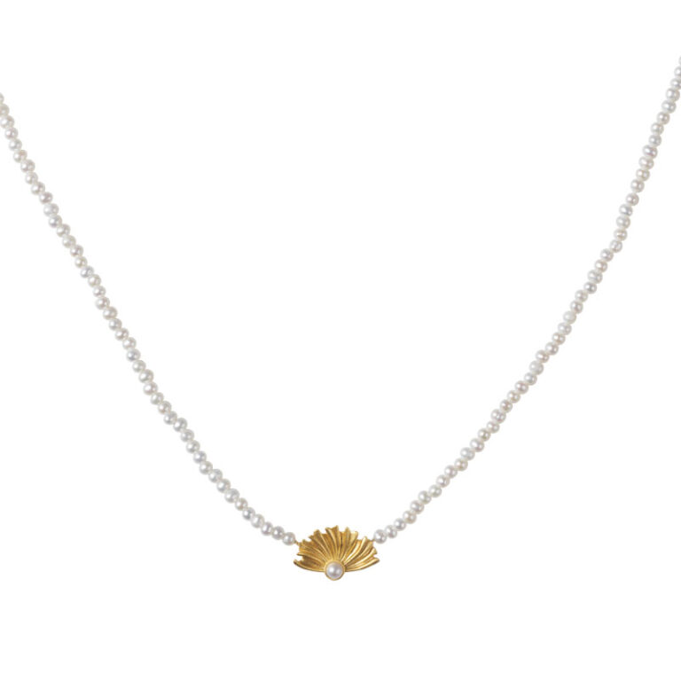 byBiehl Poppy forgyldt halskæde med ferskvandsperler